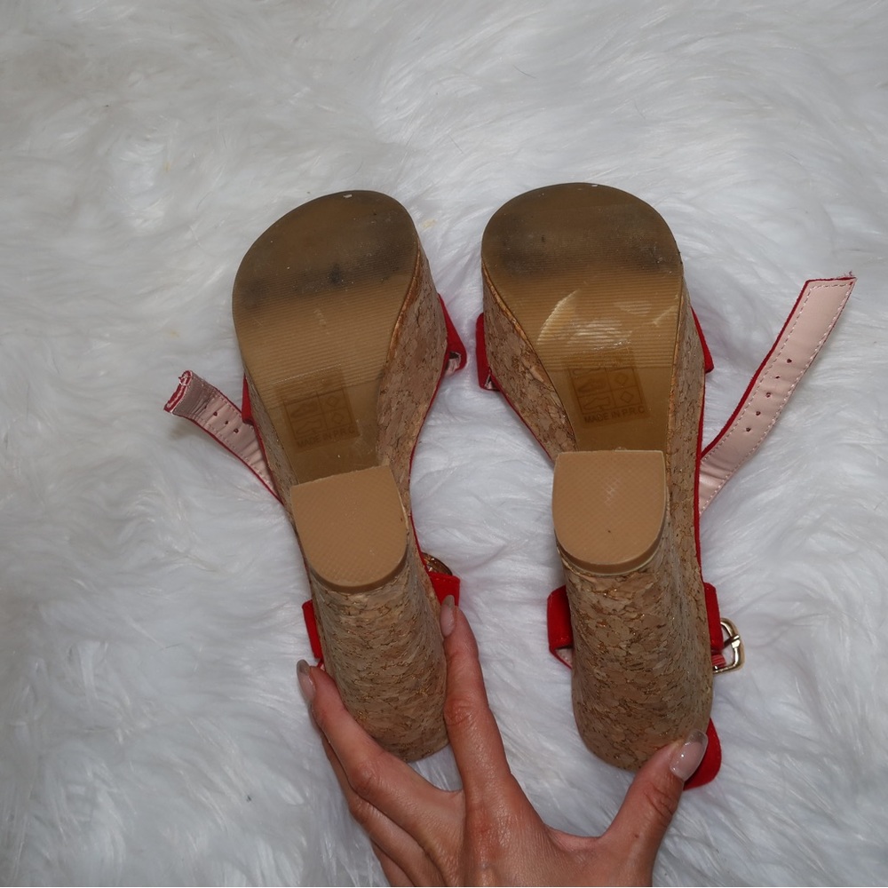 Red cork heels - Picture 3 of 3